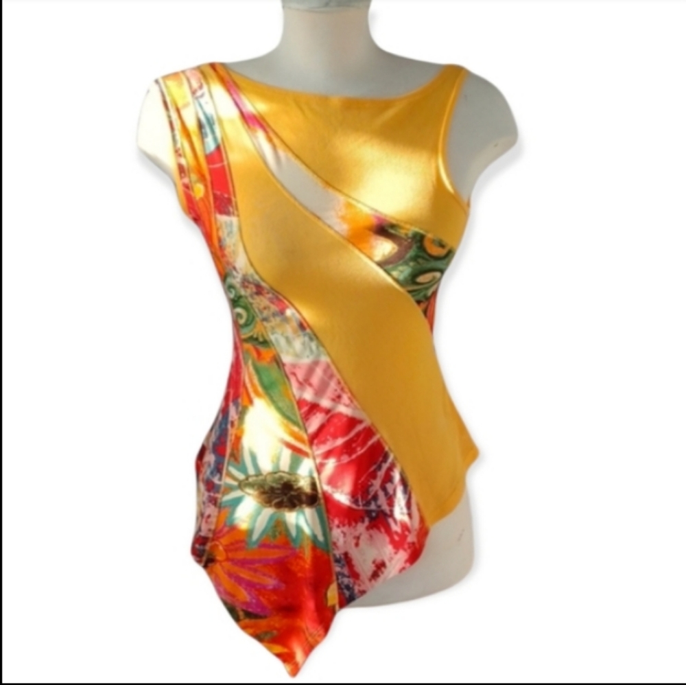 Aria sleeveless Multi asymmetrical colored Top Size M